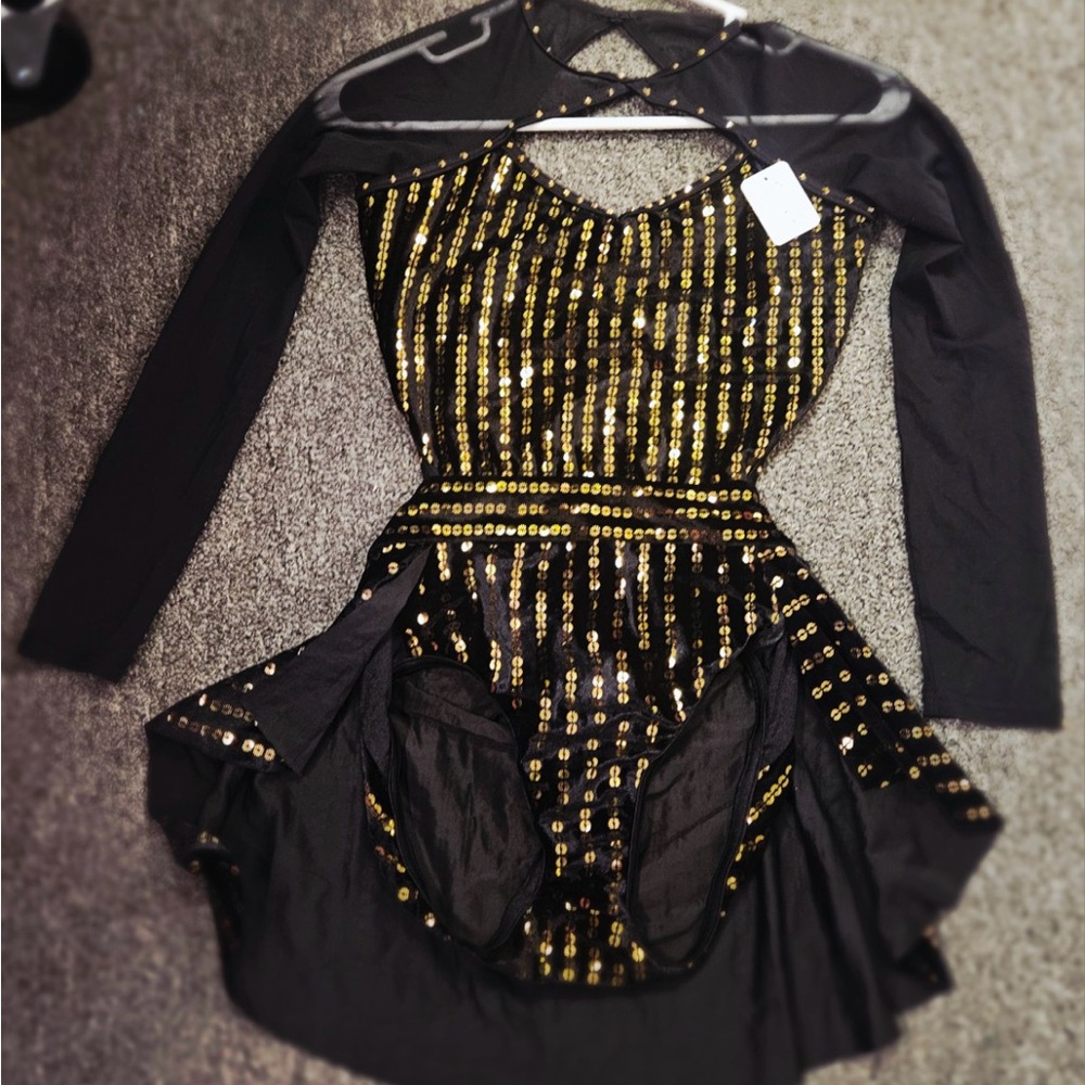 Black and Gold Sequin Dance Costume